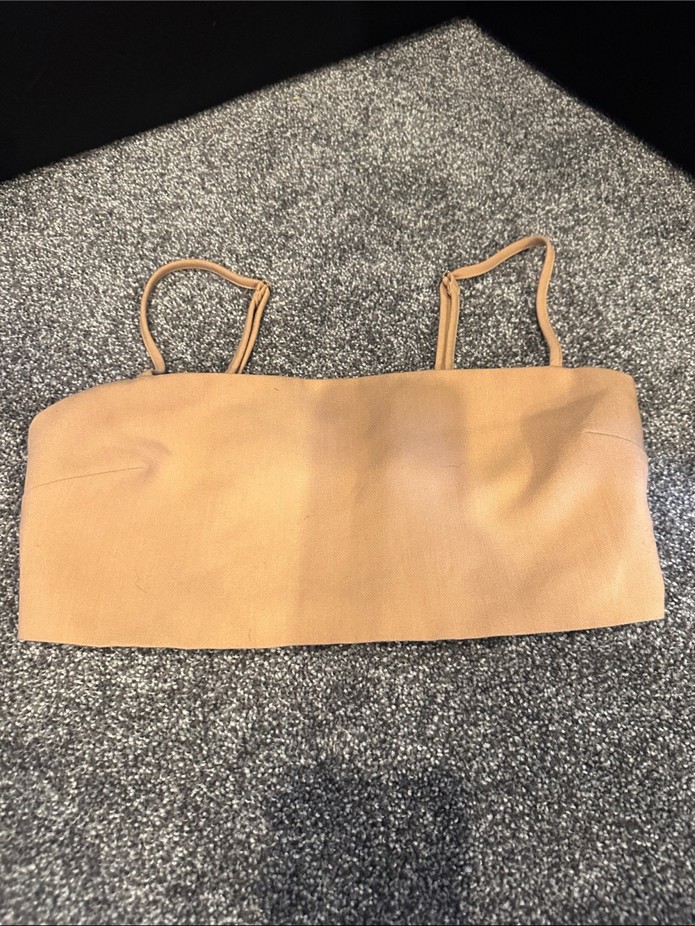 Strapless Tank Crop Top in Camel Tan